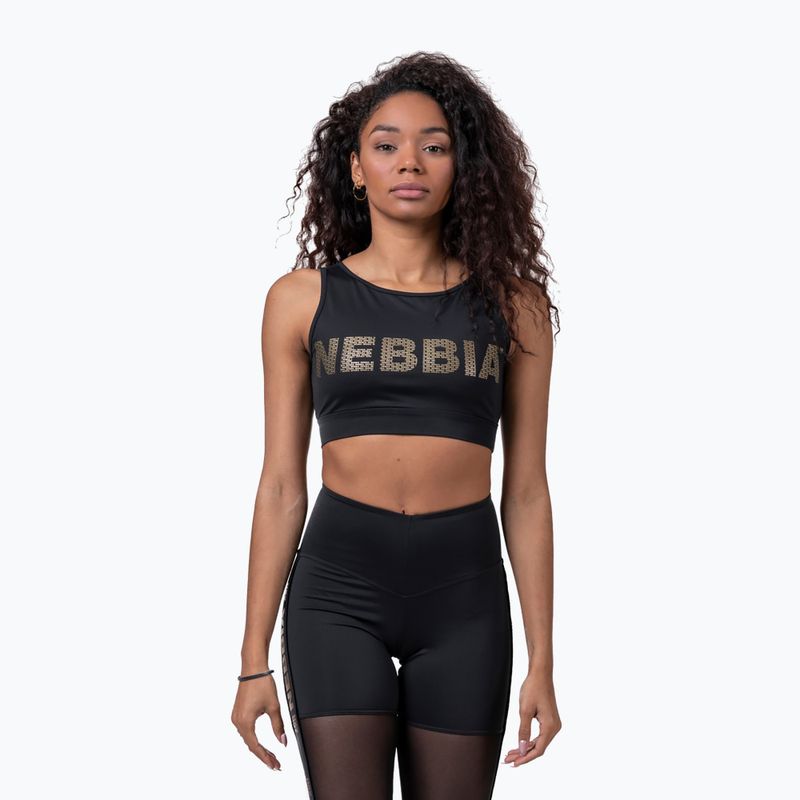 Biustonosz treningowy NEBBIA Gold Mesh Mini Top black