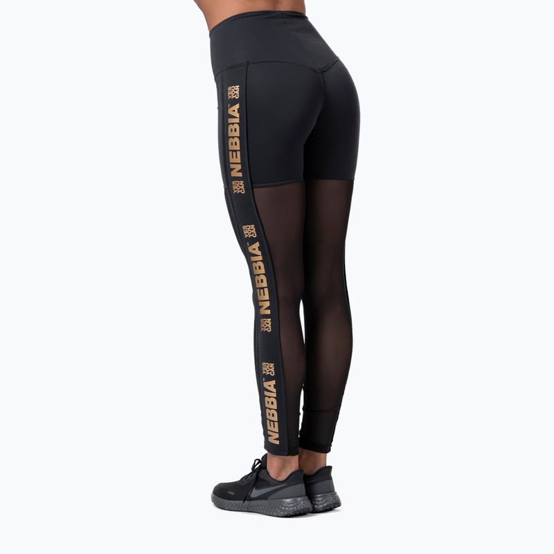 Legginsy treningowe damskie NEBBIA Gold Mesh black 2