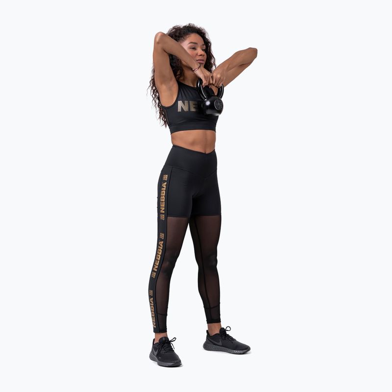 Legginsy treningowe damskie NEBBIA Gold Mesh black 3