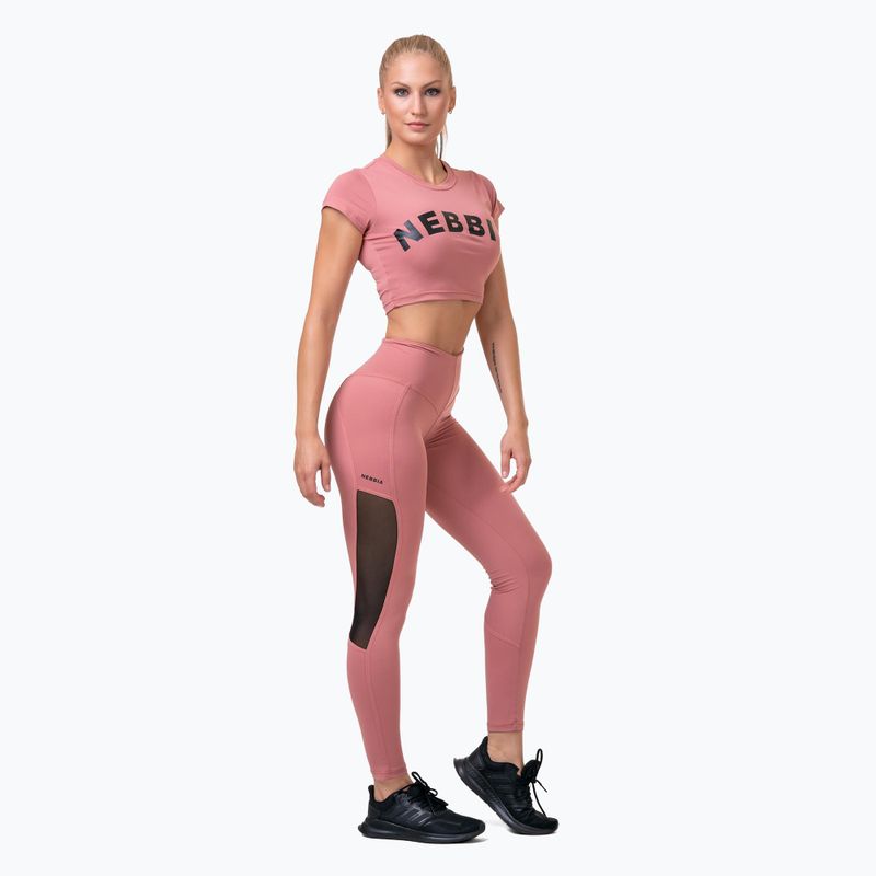Legginsy treningowe damskie NEBBIA Mesh High-Waist old rose 6