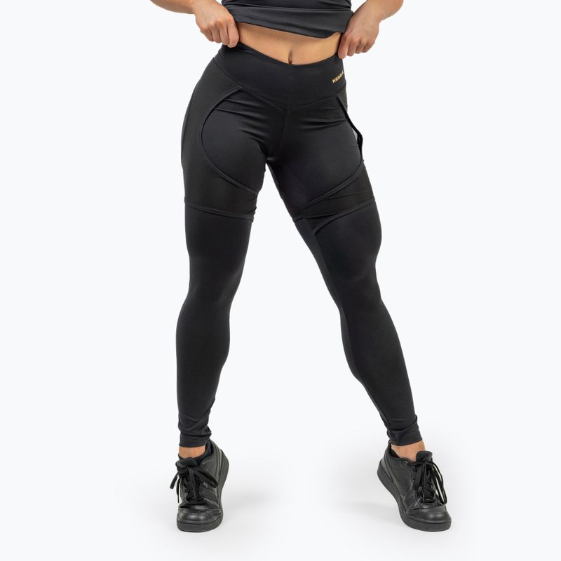 Legginsy damskie NEBBIA Mesh Intense black/gold