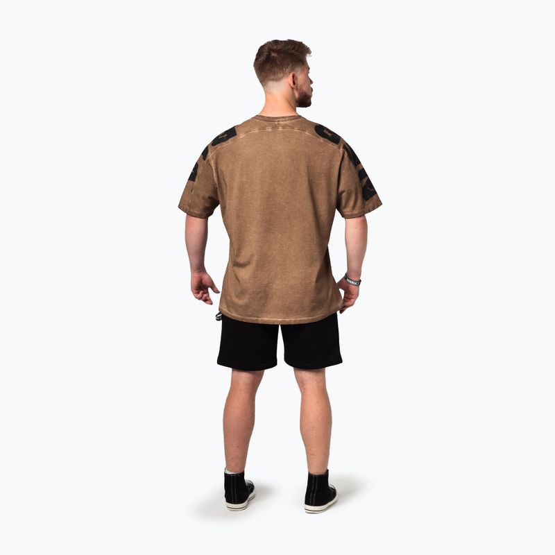 Koszulka treningowa męska NEBBIA Washed-Off Lifting Club light brown 3