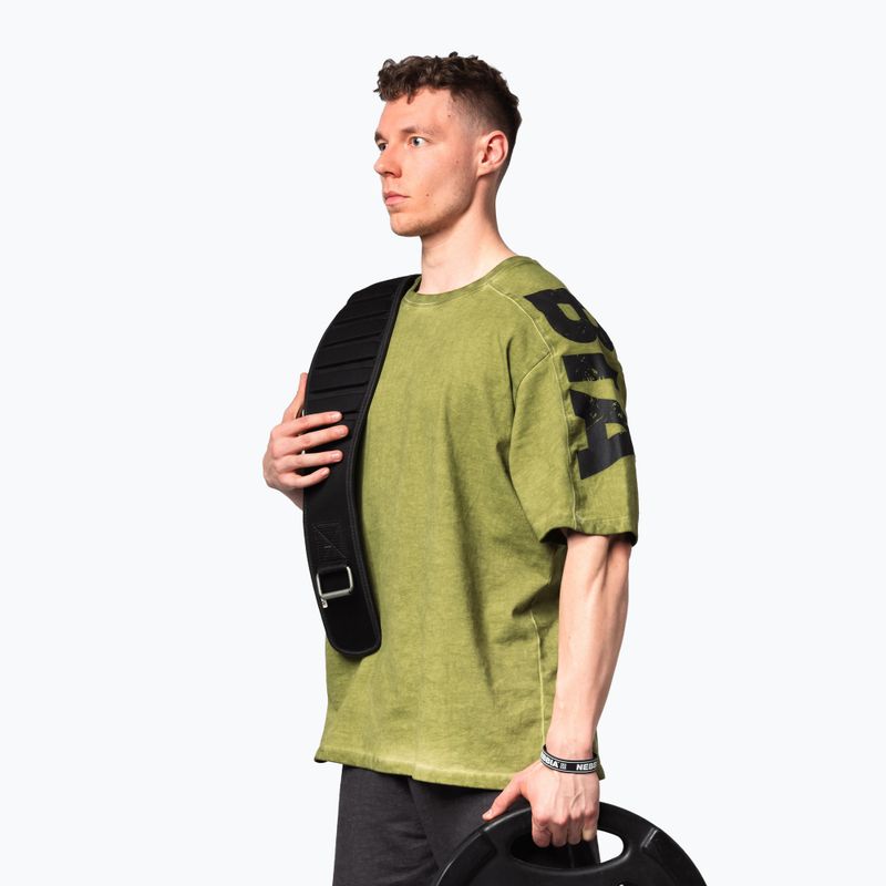 Koszulka treningowa męska NEBBIA Washed-Off Lifting Club green 4
