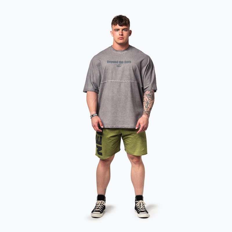 Koszulka treningowa męska NEBBIA Washed-Off Heavyweight No Shortcuts light grey 2