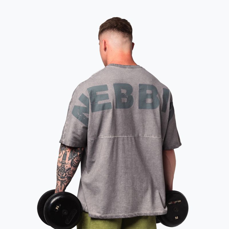 Koszulka treningowa męska NEBBIA Washed-Off Heavyweight No Shortcuts light grey 3