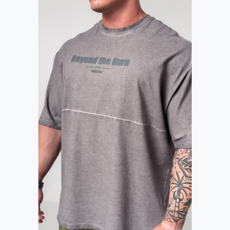 Koszulka treningowa męska NEBBIA Washed-Off Heavyweight No Shortcuts light grey 4
