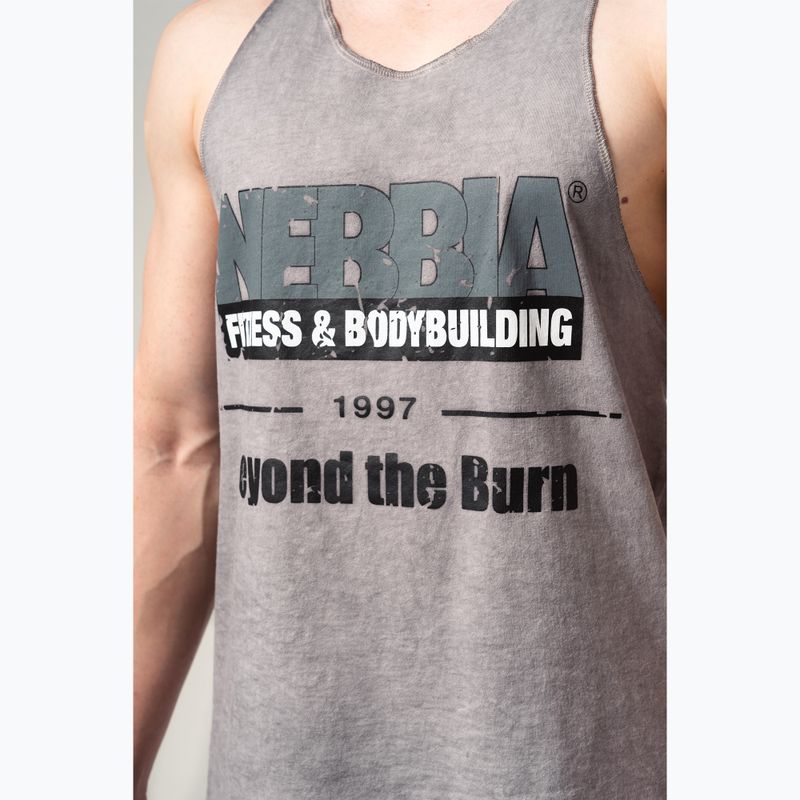 Koszulka treningowa męska NEBBIA Washed-Off Stringer Max Out light grey 4