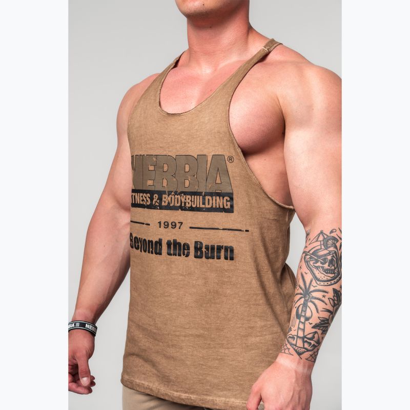 Koszulka treningowa męska NEBBIA Washed-Off Stringer Max Out light brown 4