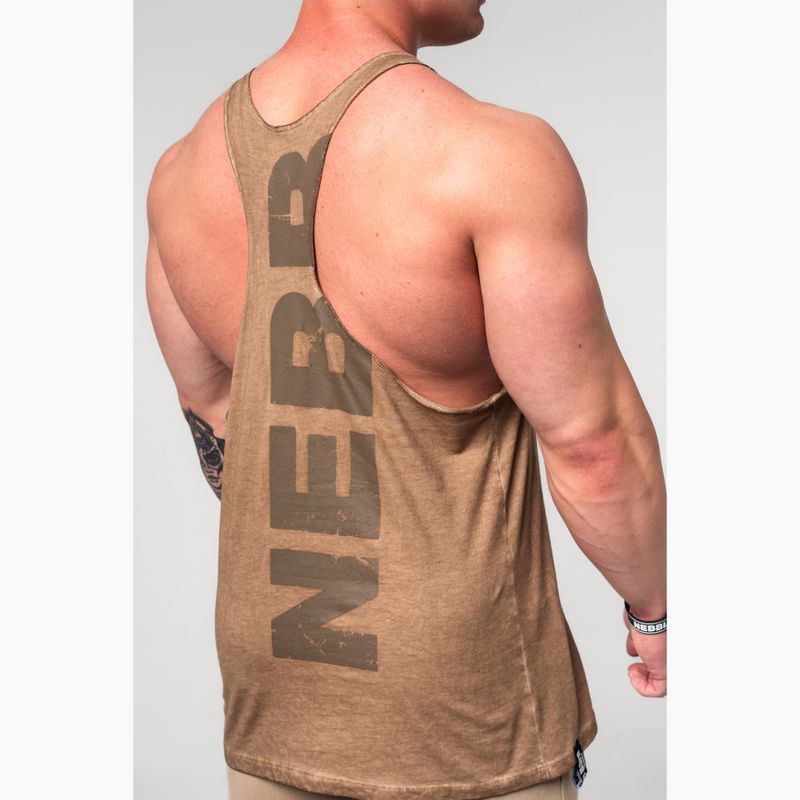 Koszulka treningowa męska NEBBIA Washed-Off Stringer Max Out light brown 5
