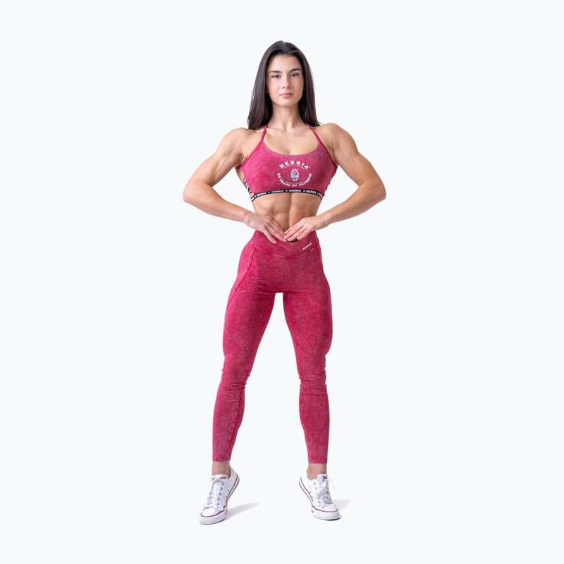 Legginsy treningowe damskie NEBBIA Washed High Waisted Legacy red 2