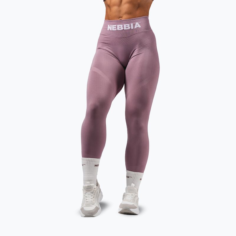 Legginsy treningowe damskie NEBBIA Flow Seamless Hight Waist Push Up pink