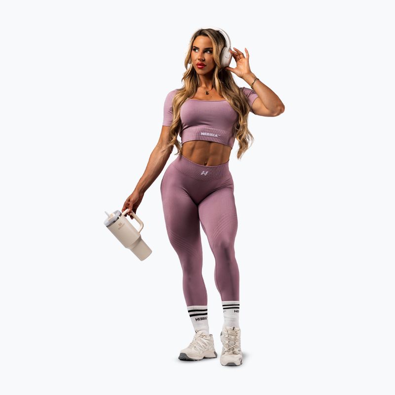 Legginsy treningowe damskie NEBBIA Flow Seamless Maximum Push-Up pink 2