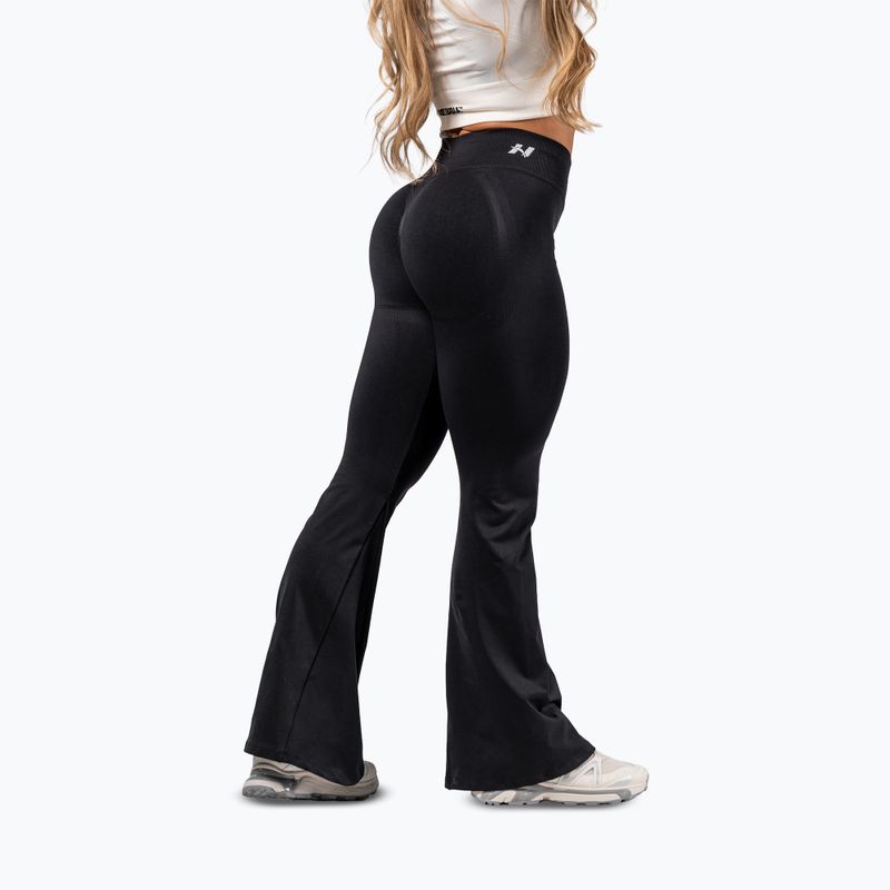Legginsy treningowe damskie NEBBIA Flow Seamless High Waist Sculpting Flared Black 3