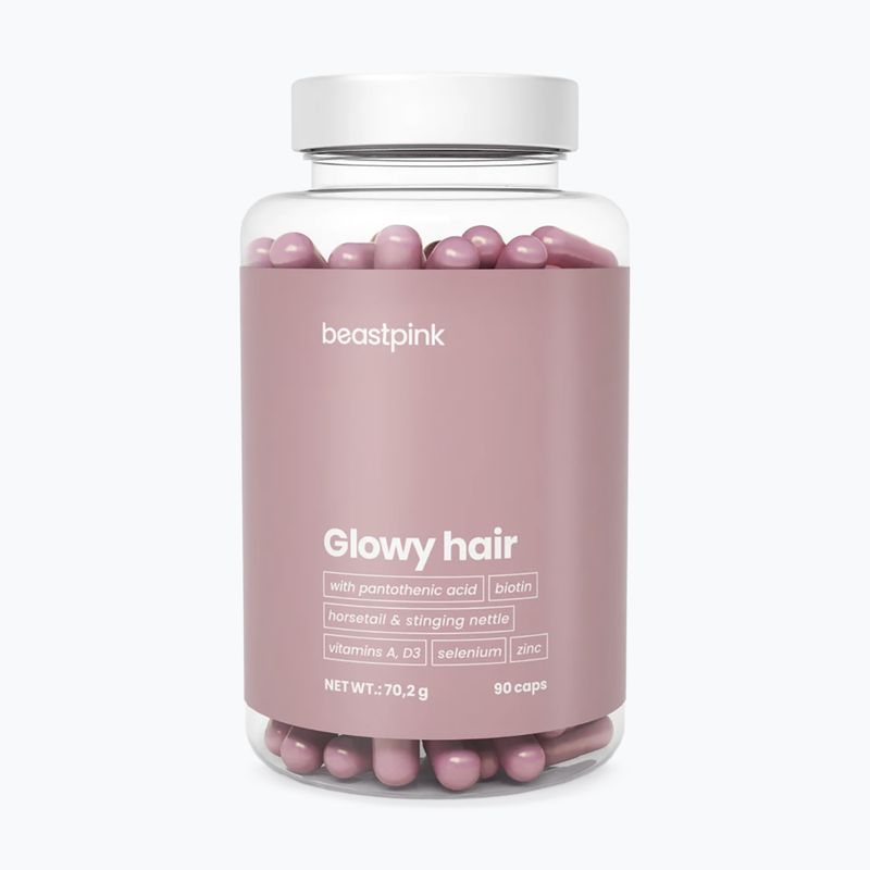 Suplement GymBeam Glowy Hair - BeastPink 90 caps