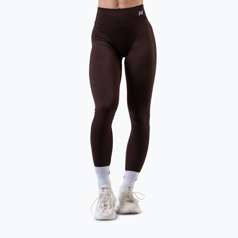Legginsy treningowe damskie NEBBIA Power dark brown