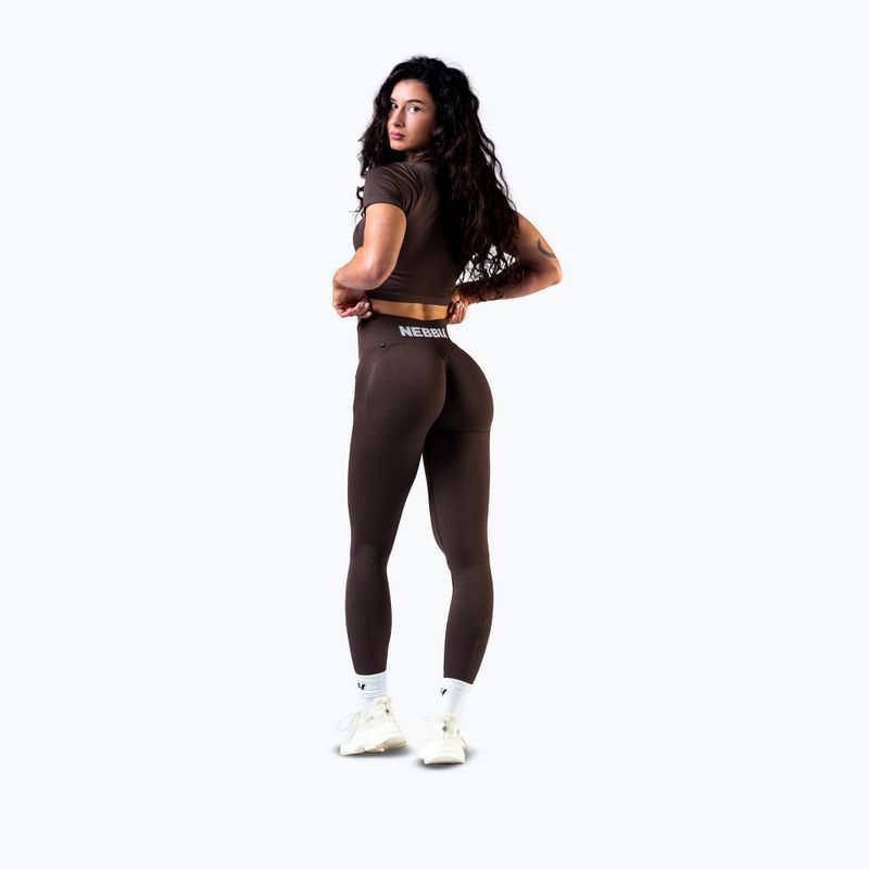 Legginsy treningowe damskie NEBBIA Power dark brown 2