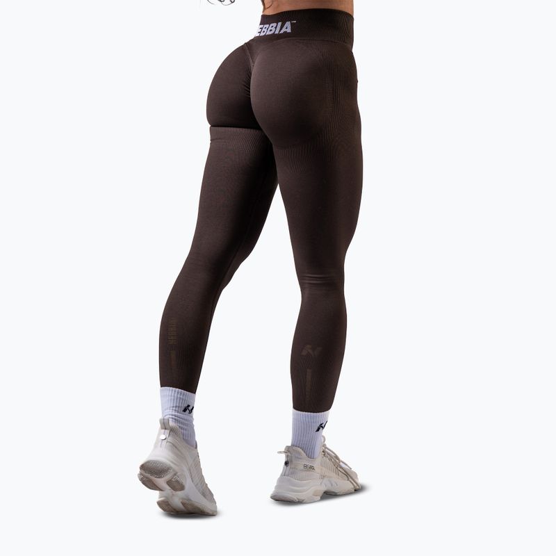 Legginsy treningowe damskie NEBBIA Power dark brown 3
