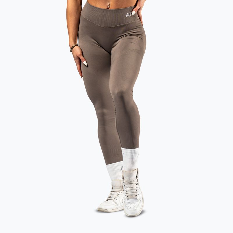 Legginsy treningowe damskie NEBBIA Power light brown ash