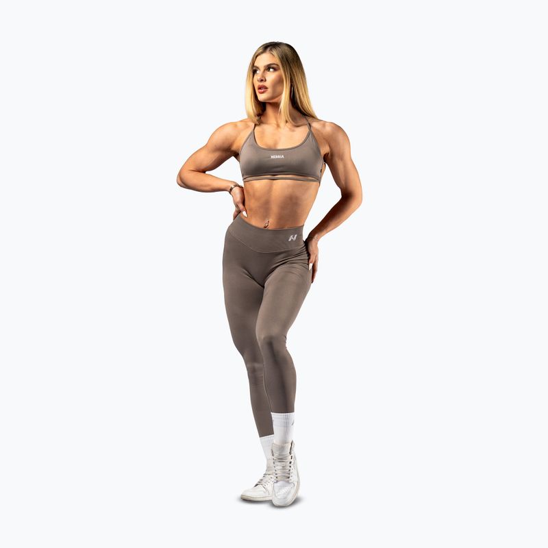 Legginsy treningowe damskie NEBBIA Power light brown ash 2