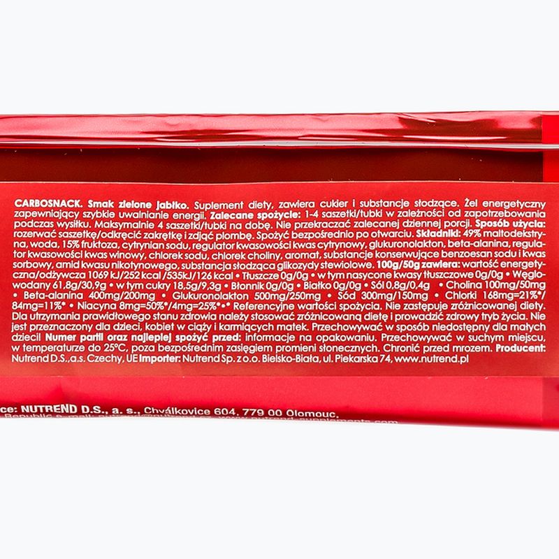 Żel energetyczny Nutrend Carbosnack Saszetka Zielone Jabłko 50 g 2