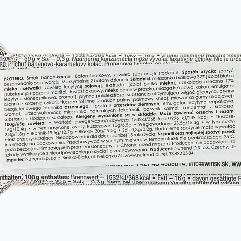 Baton proteinowy Nutrend Prozero Banan-Karmel 65 g 2
