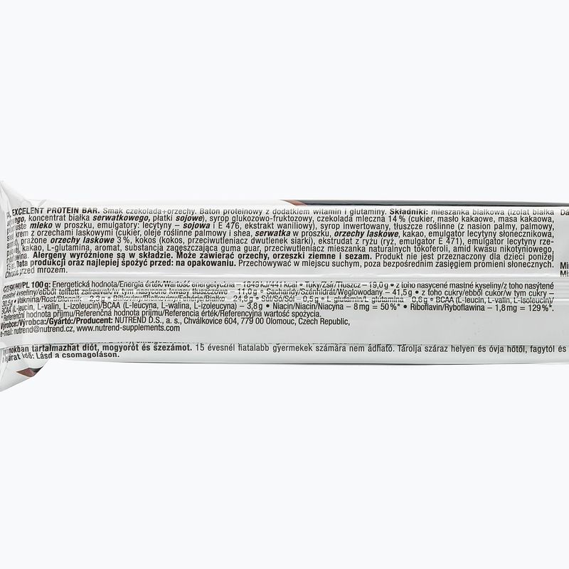 Baton proteinowy Nutrend Excelent Protein Bar Czekolada+Orzechy 85 g 2