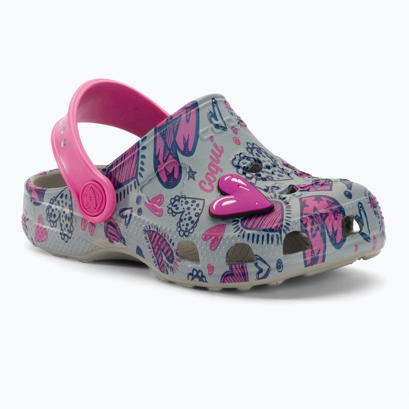 Klapki dziecięce Coqui Little Frog mid.grey/fuchsia love/amulet 2