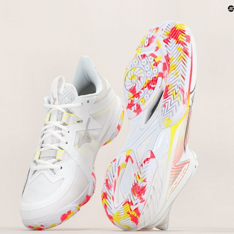 Buty do badmintona męskie Mizuno Wave Claw Neo 2 white/lunar rock/high vis pink 12