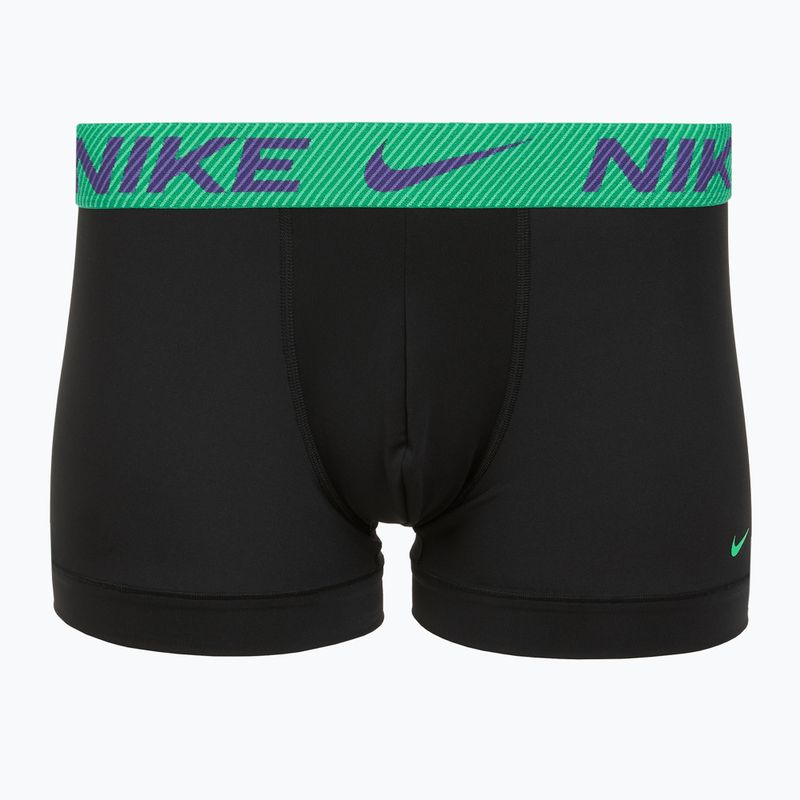 Bokserki męskie Nike Dri-Fit Essential Micro Trunk 3 pary black green shock/wild violet/black text wb 2