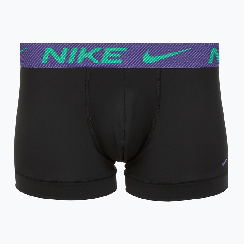 Bokserki męskie Nike Dri-Fit Essential Micro Trunk 3 pary black green shock/wild violet/black text wb 3