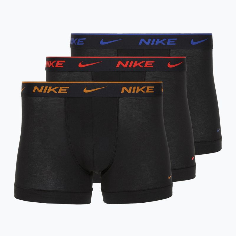 Bokserki męskie Nike Everyday Cotton Stretch Trunk 3 pary black lig crim/des och/deep night logo waistband