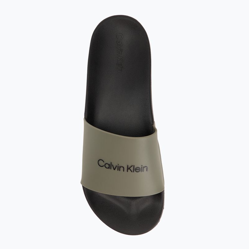 Klapki męskie Calvin Klein HM0HM01063 Chuncky Pool Slide Rub smokey olive/black 5