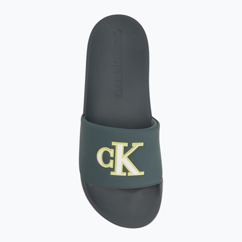 Klapki męskie Calvin Klein YM0YM01281 Jelly Mono PU seaside aqua/white 5