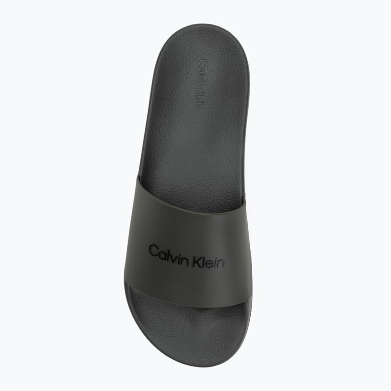 Klapki męskie Calvin Klein HM0HM00455 Pool Slide Rubber dark olive 5