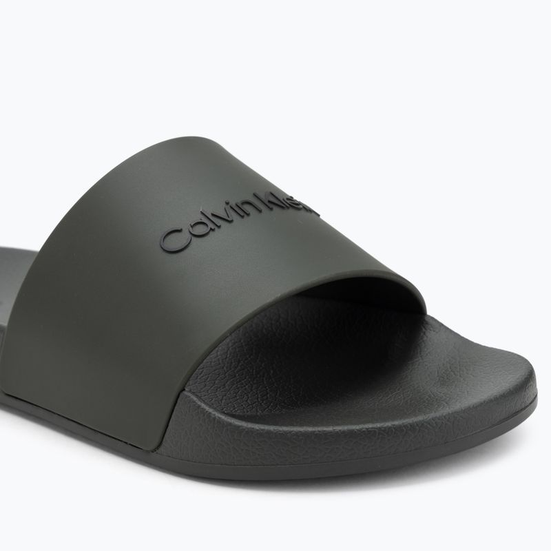 Klapki męskie Calvin Klein HM0HM00455 Pool Slide Rubber dark olive 7