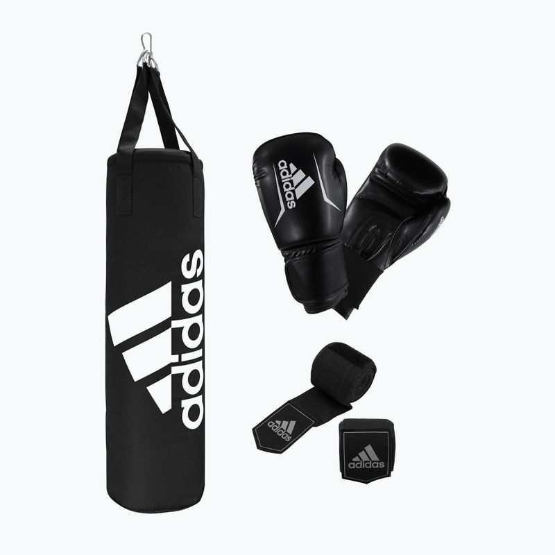 Zestaw bokserski adidas Performance Boxing Set worek + rękawice + bandaż czarno-biały