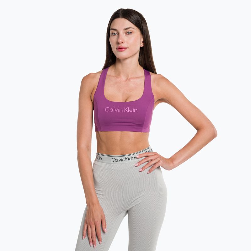 Biustonosz treningowy Calvin Klein Medium Support amethyst