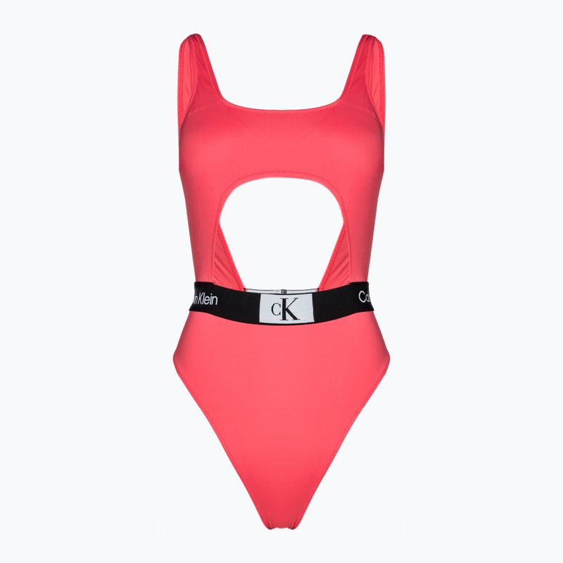 Strój kąpielowy jednoczęściowy damski Calvin Klein Cut Out One Piece-RP calypso coral