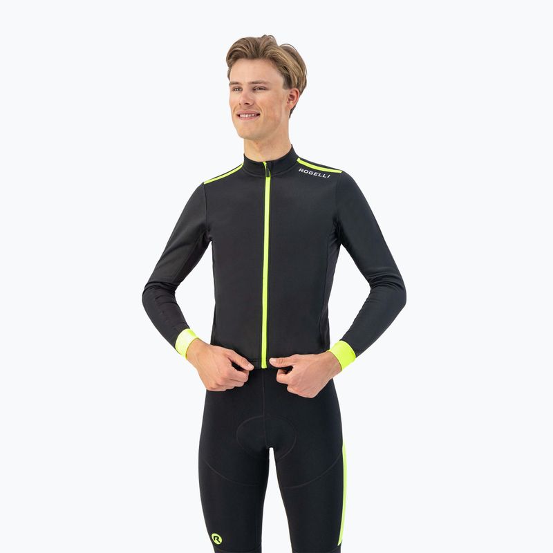Longsleeve rowerowy męski Rogelli Core black / fluor yellow