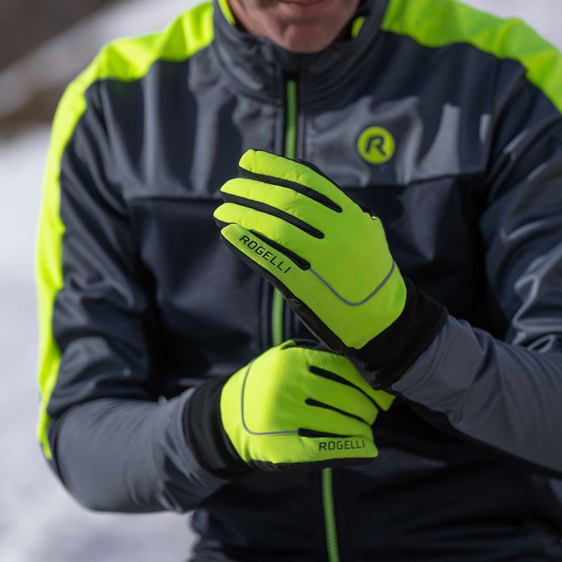 Rękawiczki rowerowe męskie Rogelli Essential Winter Waterproop fluor yellow 3