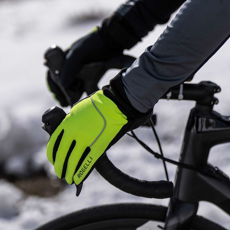 Rękawiczki rowerowe męskie Rogelli Essential Winter Waterproop fluor yellow 7