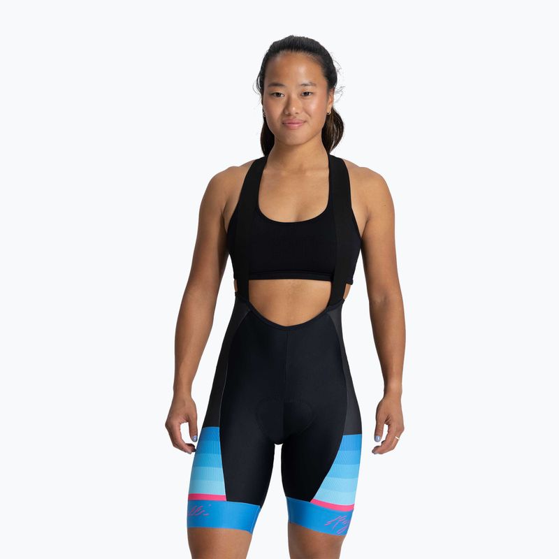 Spodenki rowerowe damskie Rogelli Impress II Bib Short blue/pink/black