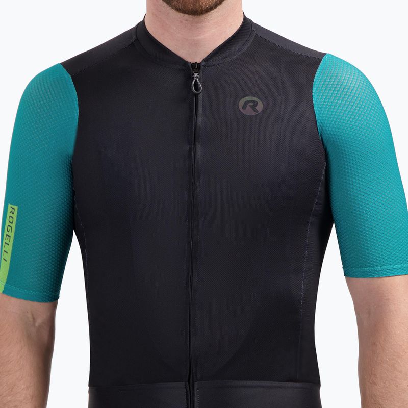 Koszulka rowerowa męska Rogelli Fast black/teal/green 3