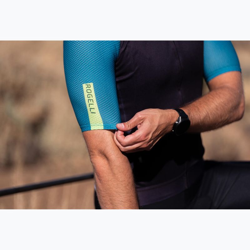 Koszulka rowerowa męska Rogelli Fast black/teal/green 11