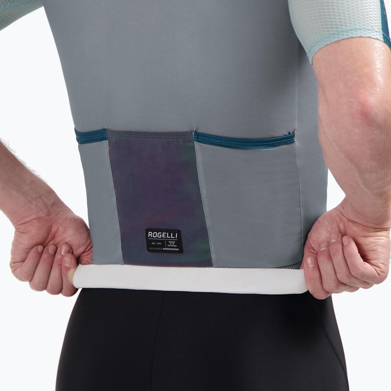 Koszulka rowerowa męska Rogelli Fast grey/dusty teal/teal 4