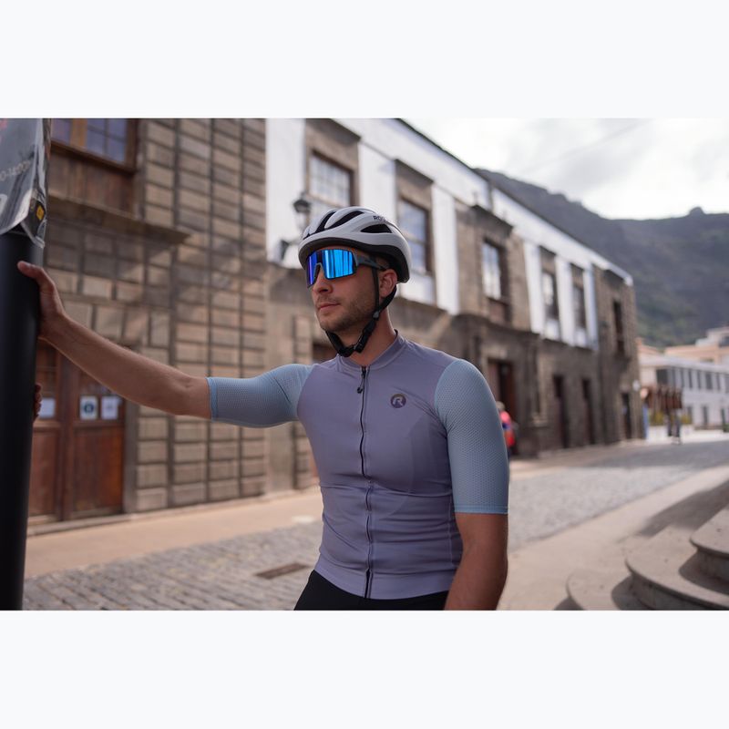 Koszulka rowerowa męska Rogelli Fast grey/dusty teal/teal 10