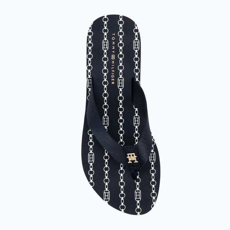 Japonki damskie Tommy Hilfiger Im Th Chainprint Midwedge Sandal space blue 5