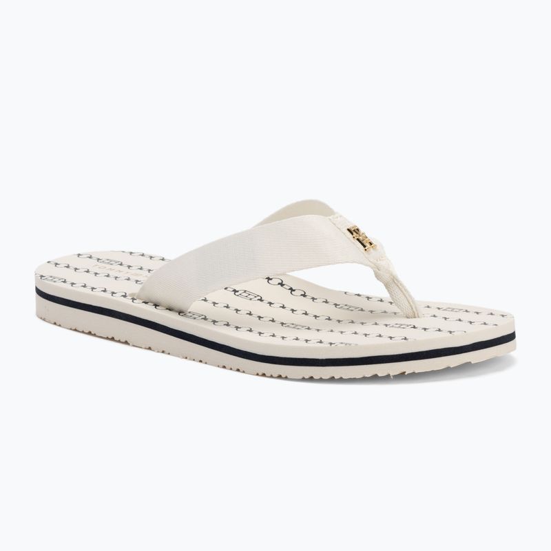 Japonki damskie Tommy Hilfiger Chain Print Beach Sandal ivory