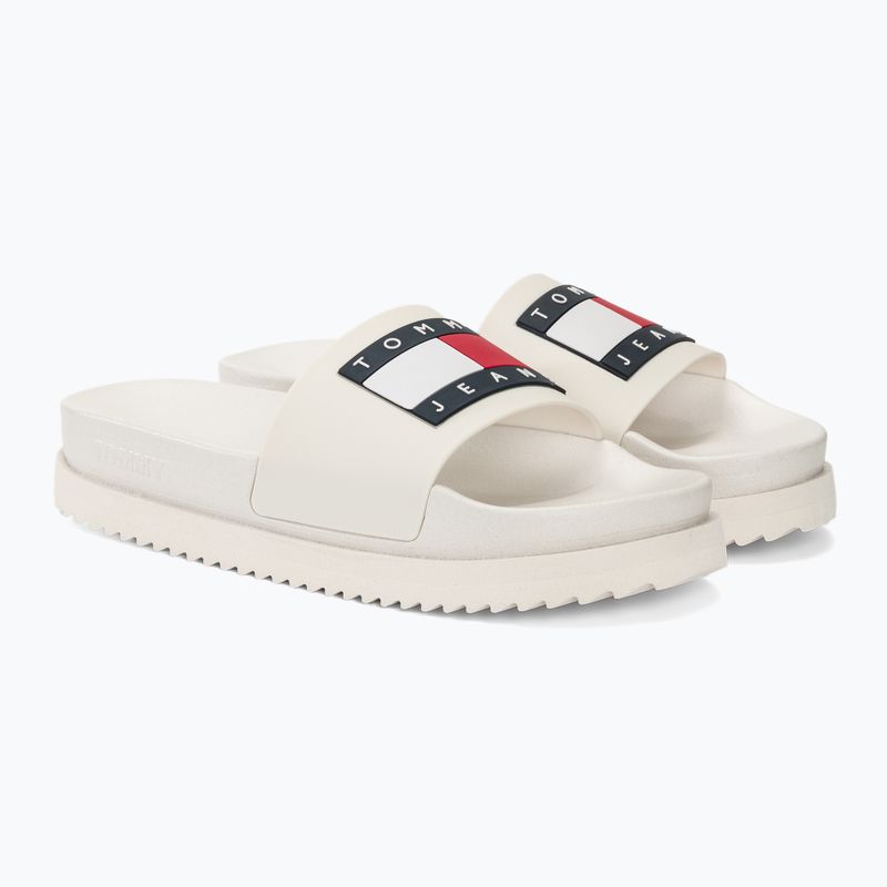 Klapki damskie Tommy Jeans Elevated Flatform Slide ecru 4