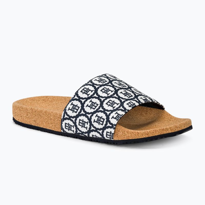 Klapki damskie Tommy Hilfiger Emblem Cork Slide space blue